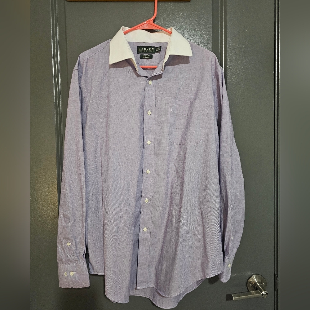 Ralph Lauren Purple and White Dress Shirt Classic Style